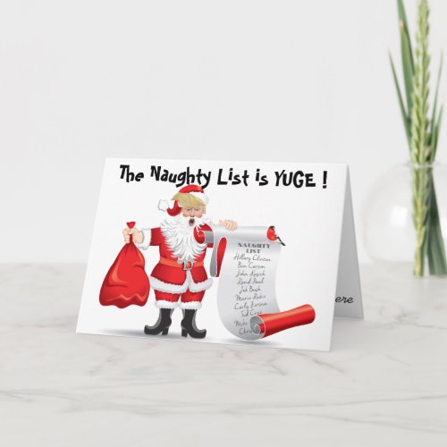 Funny Donald Trump Santa With Naughty List Holiday Card
