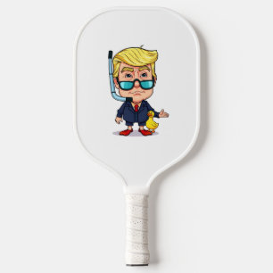 Funny Donald Trump Snorkel Cartoon with Rubber Duc Carbon Fiber Pickleball Paddle