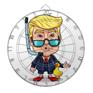 Funny Donald Trump Snorkel Cartoon with Rubber Duc Dart Board