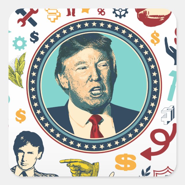 funny donald trump square sticker (Front)