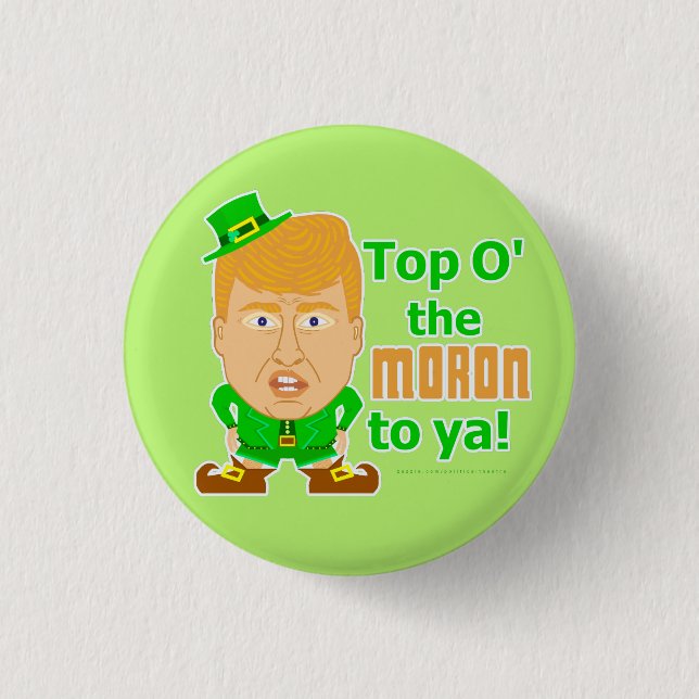 Funny Donald Trump St Patricks Day Leprechaun Button (Front)