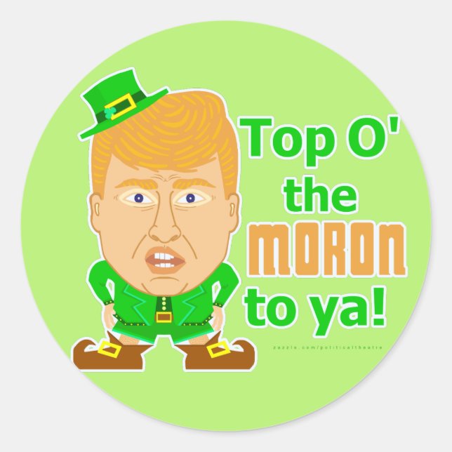 Funny Donald Trump St Patricks Day Leprechaun Classic Round Sticker (Front)