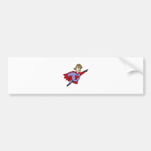 Funny Donald Trump Super Hero Cartoon Bumper Sticker
