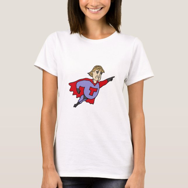 Funny Donald Trump Super Hero Cartoon T-Shirt (Front)