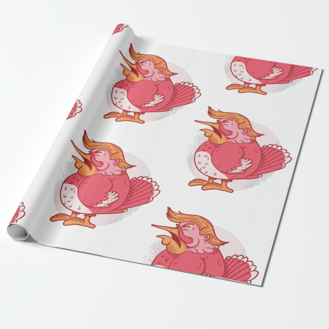 funny donald trump thanksgiving turkey pink wrapping paper (Unrolled)