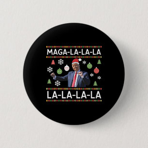 Funny Donald Trump Ugly Christmas Sweater. La La L Button