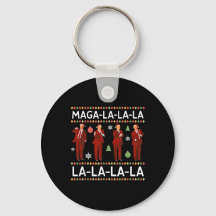 Funny Donald Trump Ugly Christmas Sweater. La La L Keychain