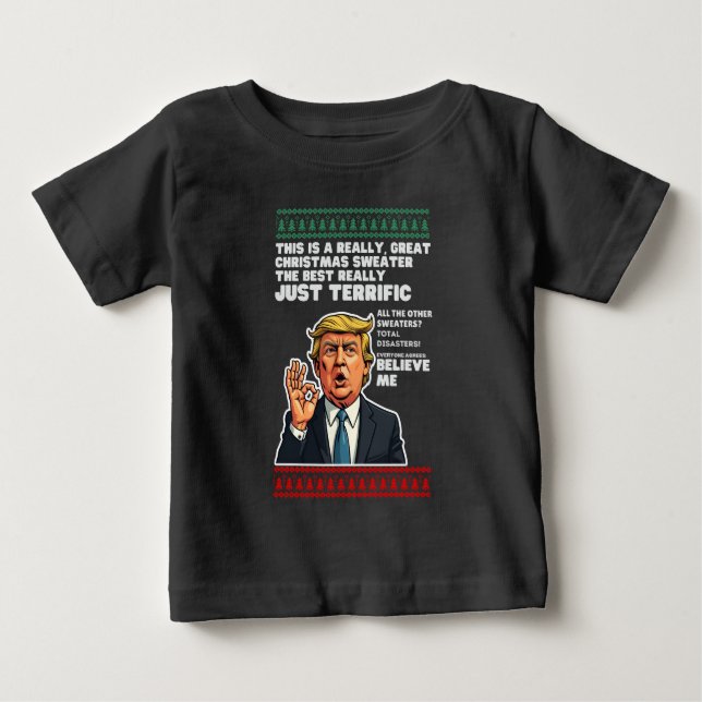 Funny Donald Trump Ugly Christmas Sweater Parody (Front)