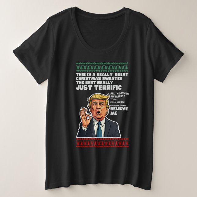 Funny Donald Trump Ugly Christmas Sweater Parody (Design Front)