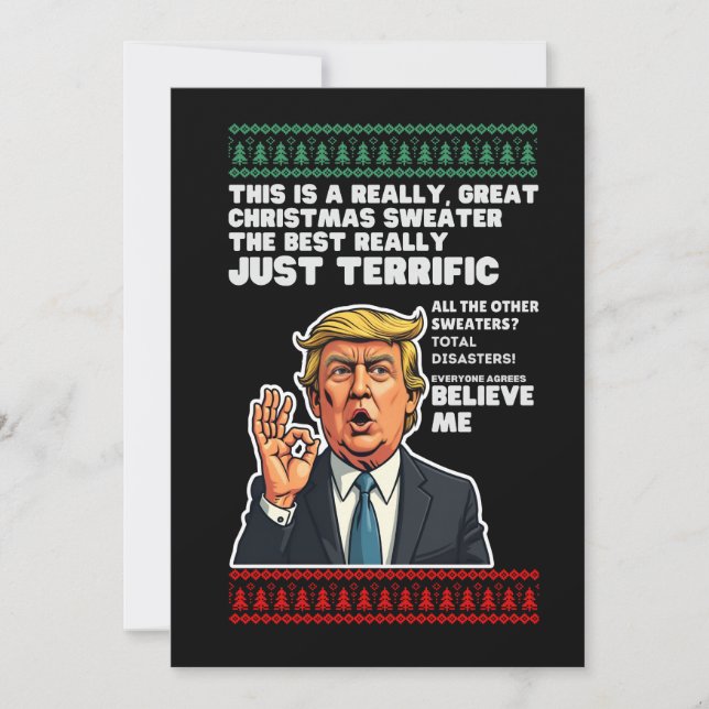 Funny Donald Trump Ugly Christmas Sweater Parody Invitation (Front)