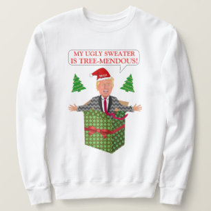 Funny Donald Trump Ugly Christmas Tree-Mendous Sweatshirt