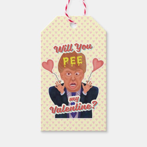 Funny Donald Trump Valentines Day Pee Tape Joke Gift Tags