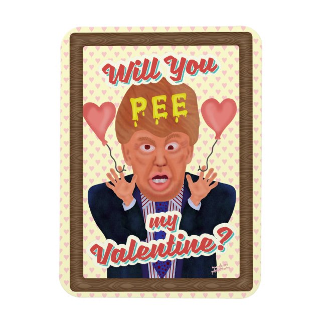 Funny Donald Trump Valentine's Day Pee Tape Joke Magnet (Vertical)