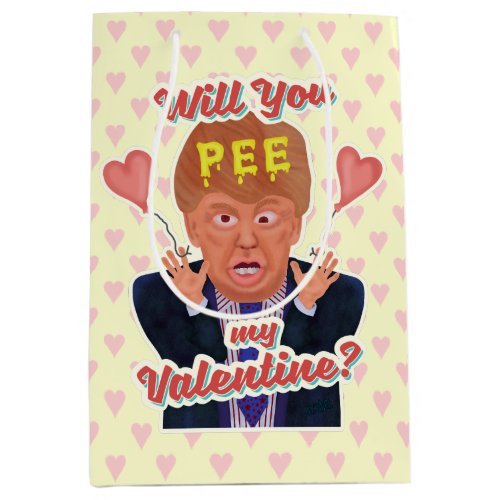 Funny Donald Trump Valentines Day Pee Tape Joke Medium Gift Bag