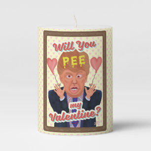 Funny Donald Trump Valentine's Day Pee Tape Joke Pillar Candle