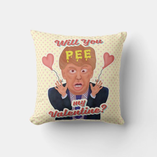 Funny Donald Trump Valentines Day Pee Tape Joke Throw Pillow