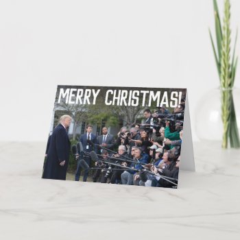 Funny Donald Trump Vs Media Merry Christmas Holiday Card by ConservativeGifts at Zazzle