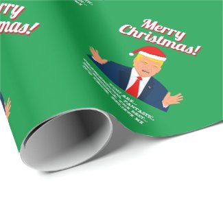 Funny Donald Trump with Santa Claus hat Christmas Wrapping Paper