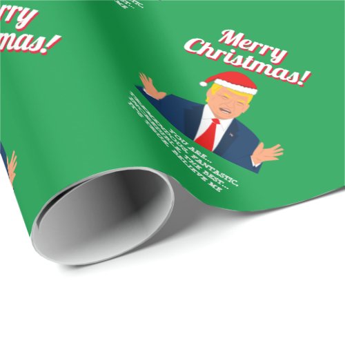 Funny Donald Trump with Santa Claus hat Christmas Wrapping Paper