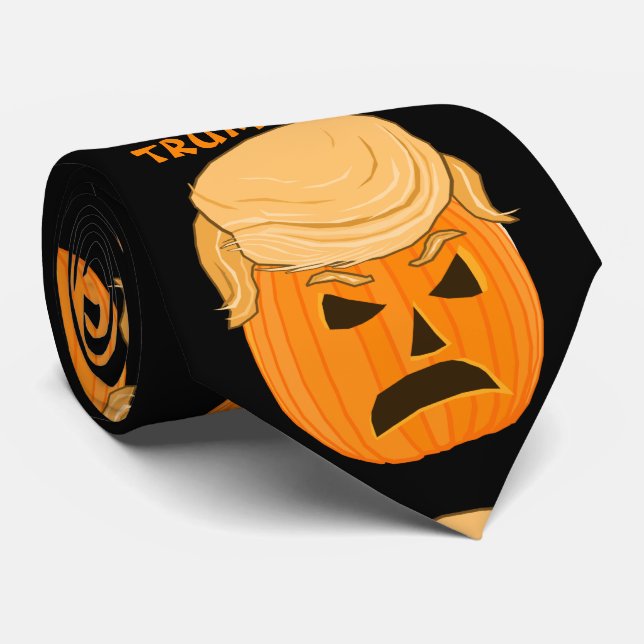 Funny Donald Trumpkin Pumpkin Jack-o-lantern Neck Tie (Rolled)
