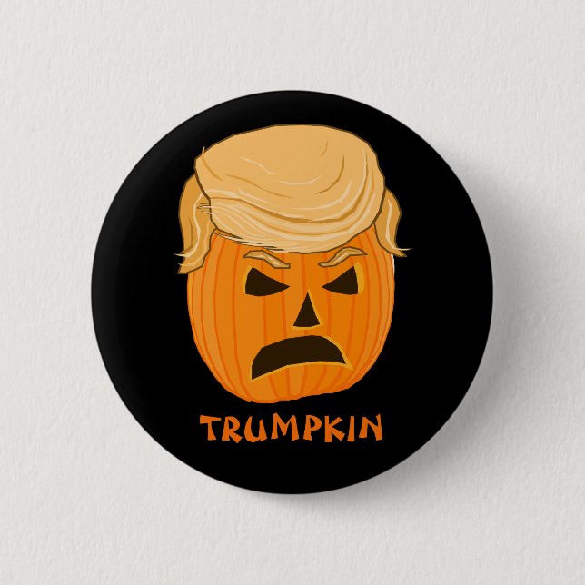 Funny Donald Trumpkin Pumpkin Jack-o-lantern Pinback Button (Front)