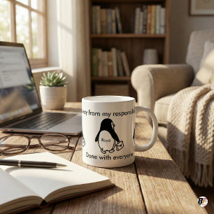 Funny 'Done with Everyone' Penguin Personalized Wo Coffee Mug