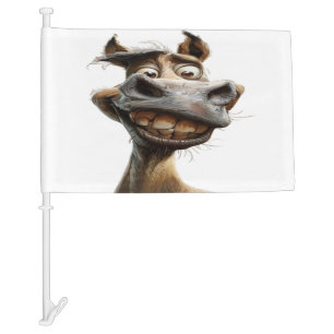 Funny donkey art design car flag