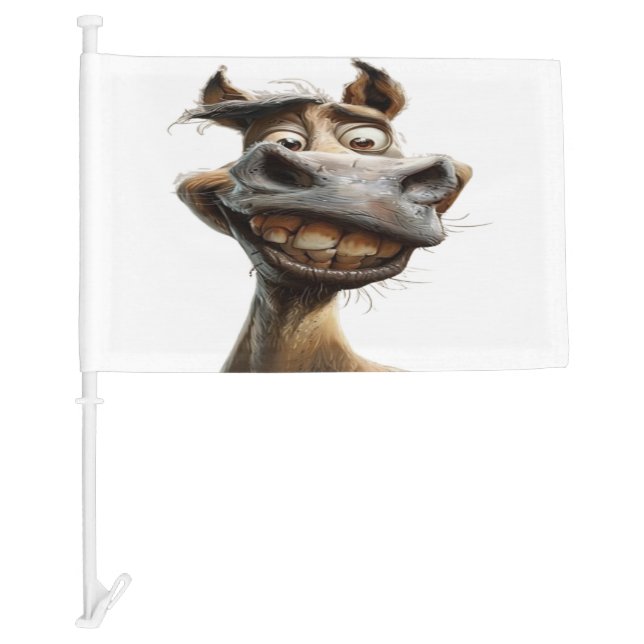 Funny donkey art design car flag (Front)