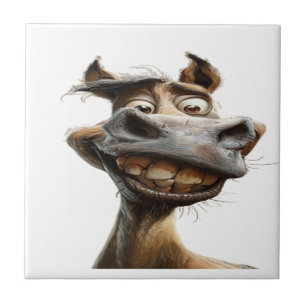 Funny donkey art design ceramic tile