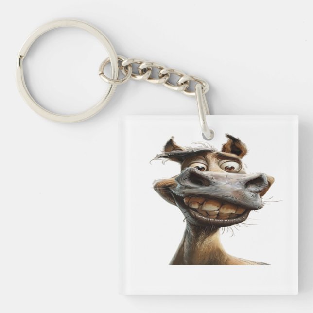 Funny donkey art design keychain (Front)