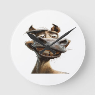 Funny donkey art design round clock