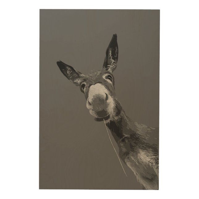 Funny Donkey Grayscale Portrait Art (Front)