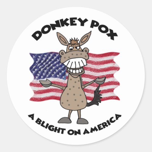 Funny Donkey Pox Anti Joe Biden Cartoon Classic Round Sticker