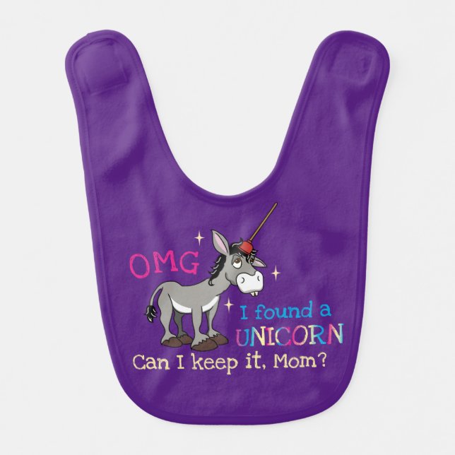 Funny Donkey Unicorn Baby Bib (Front)
