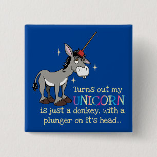Funny Donkey Unicorn T-Shirt Button