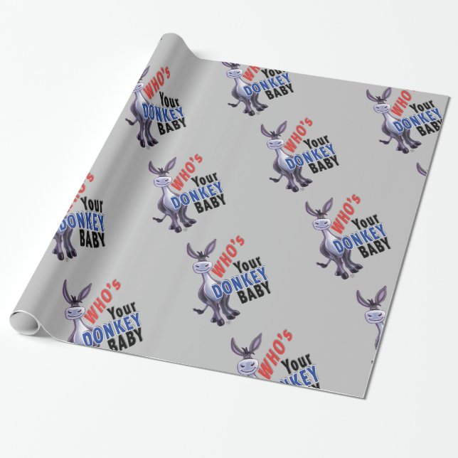 Funny Donkey, Who is Your Donkey Baby Wrapping Paper (Unrolled)