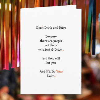 Funny Dont Drink and Drive Drunk Phone Quote Humor Holiday Card