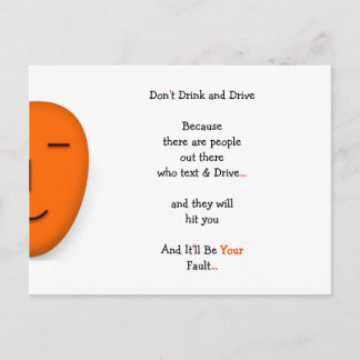 Funny Don't Drink and Drive Quote Joke Humor LOL Postcard
