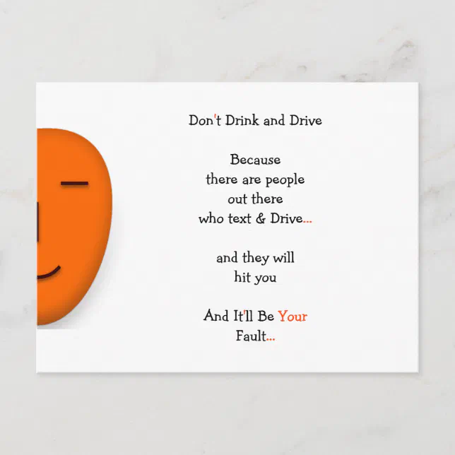 Funny Don't Drink and Drive Quote Joke Humor LOL Postcard Zazzle
