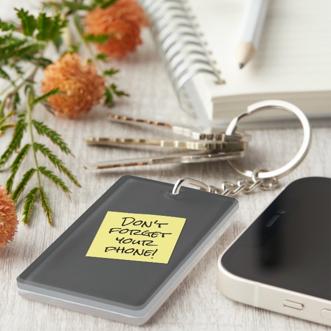 Funny Don't Forget Sticky Note Reminder Keychain (Front Right)