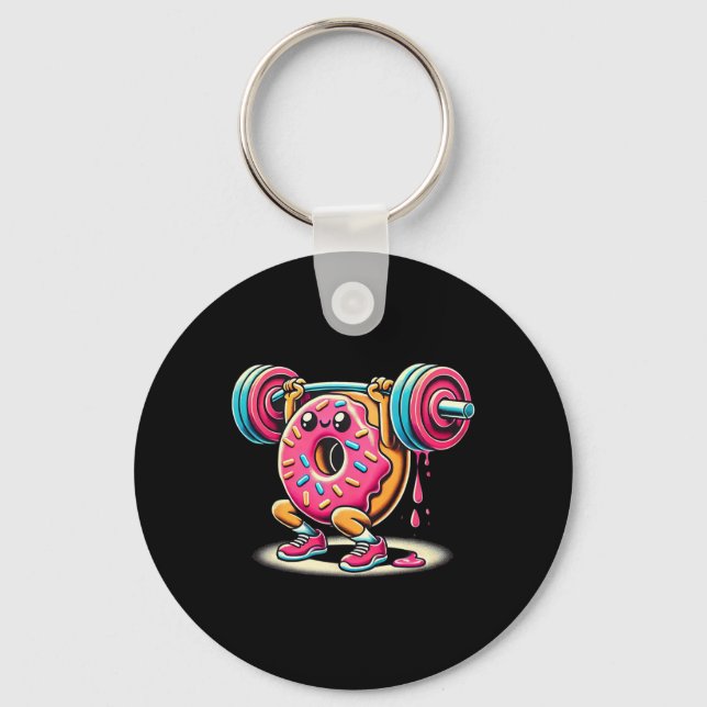 Funny Donut Bodybuilding Weightlifting Food Gym Do Keychain (Front)