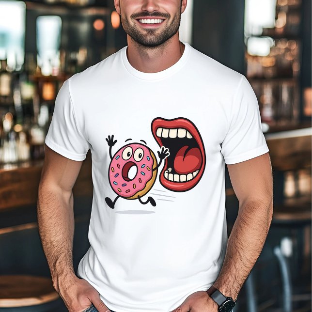 Funny Donut Cartoon Running from Mouth T-Shirt (Creator Uploaded)