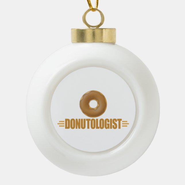 Funny Donut Ceramic Ball Christmas Ornament (Front)