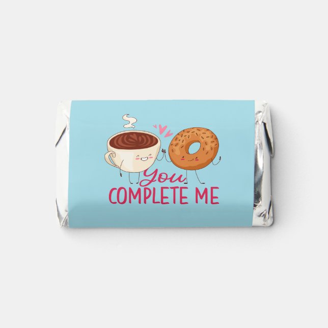 Funny Donut Coffee You Complete Me Valentine's Day Hershey's Miniatures (Front)