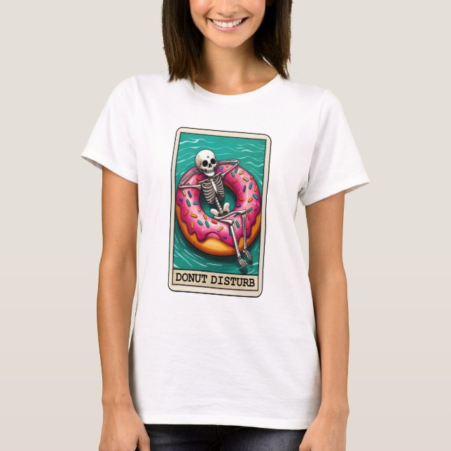 Funny Donut Disturb Skeleton Tarot T-Shirt (Front)