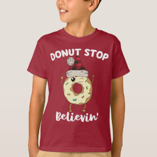 Funny Donut Don't Stop Believing Santa Christmas T-Shirt