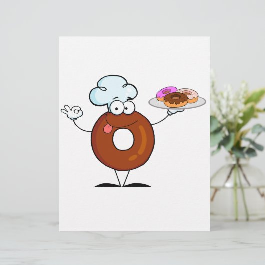 funny donut donut chef cartoon character (Standing Front)