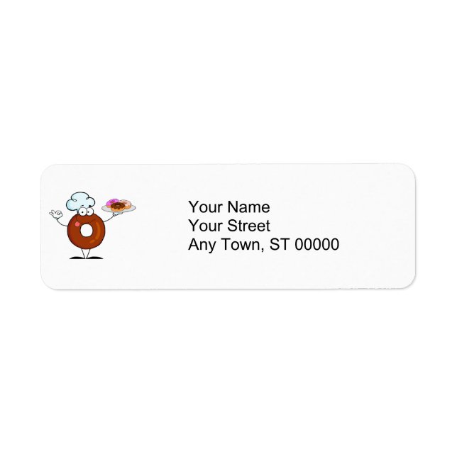 funny donut donut chef cartoon character label (Front)