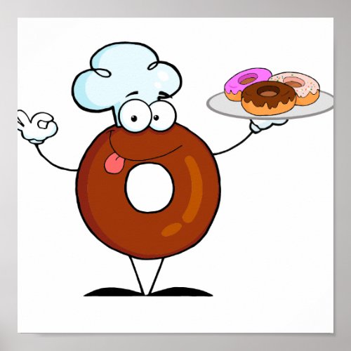 funny donut donut chef cartoon character poster