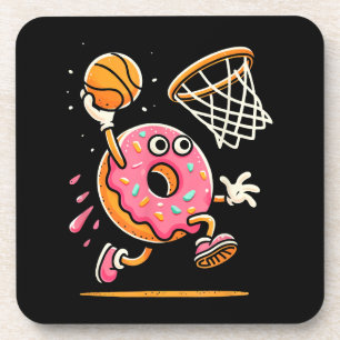 Funny Donut Dunking Basketball Food Champ Sports D Beverage Coaster